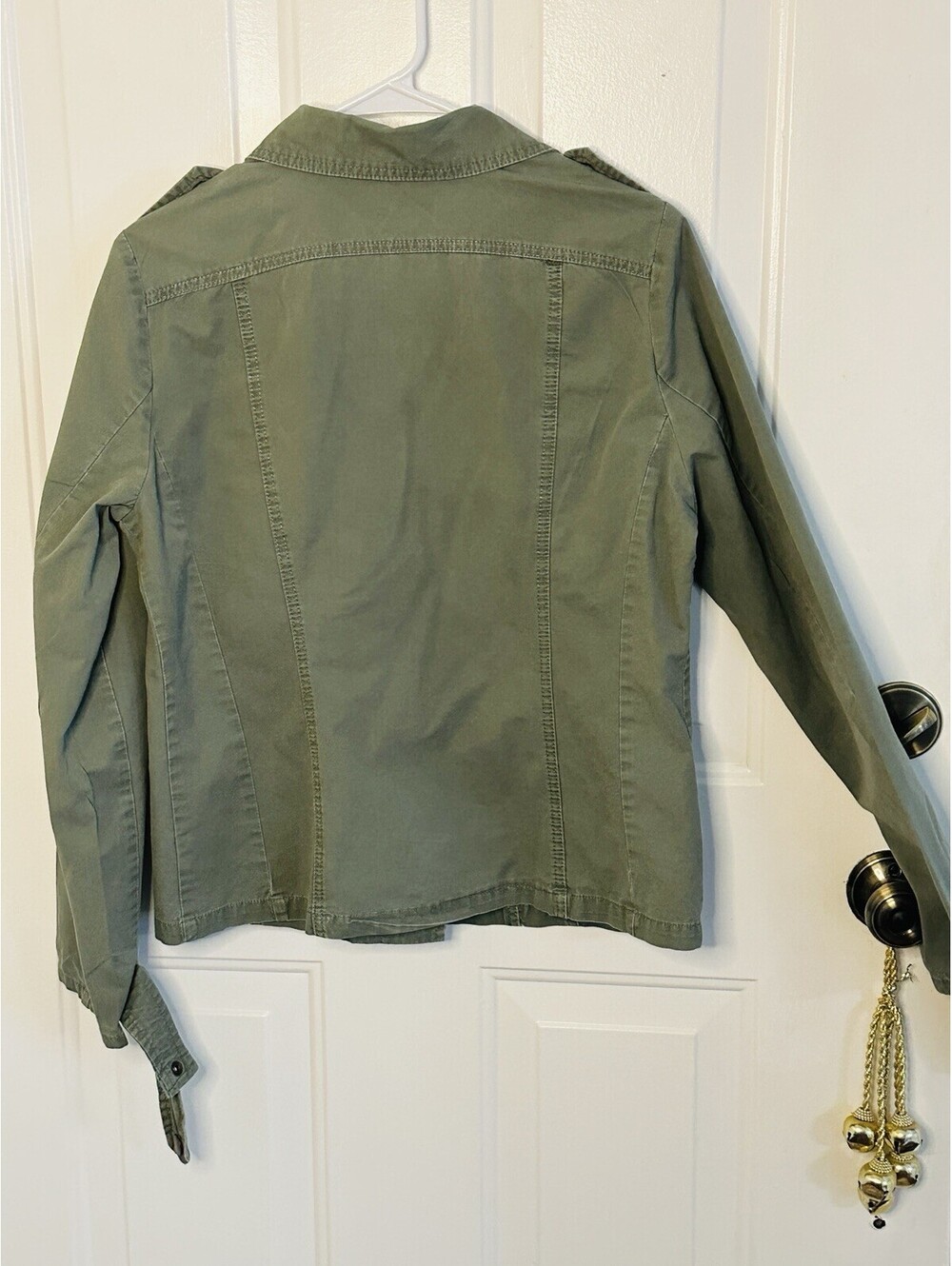 Ashly by 26 International Women's Khaki Green Cotton Utility Jacket Size M - Picture 2 of 9